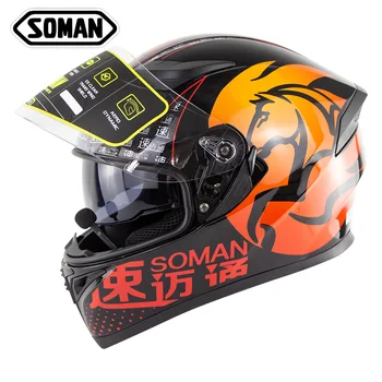 

ECE Built-in Bluetooth Motorcycle Helmet Flip Up Casco Moto Kask Motorbike Capacete With Bluetooth Microphone SOMAN 960