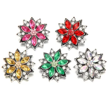 

20pcs New flower Snap button 18mm Snap Charms fit Ginger Snaps jewelry Buttons Fit 18mm Snap Buttons Bracelet Jewelry