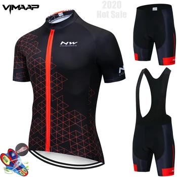 

NW 2020 NORTHWAVE Summer Men Cycling Jersey Short Sleeve Set Breathable bib shorts Bicycle Clothes 19D Gel Pad Clothing