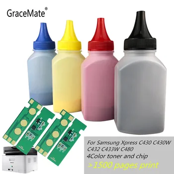 

(Toner Powder + Chip) Compatible for Samsung C430 C430W C433W C480 C480FN C480FW C480W Laser Printer CLT-K404S K404S Clt404s
