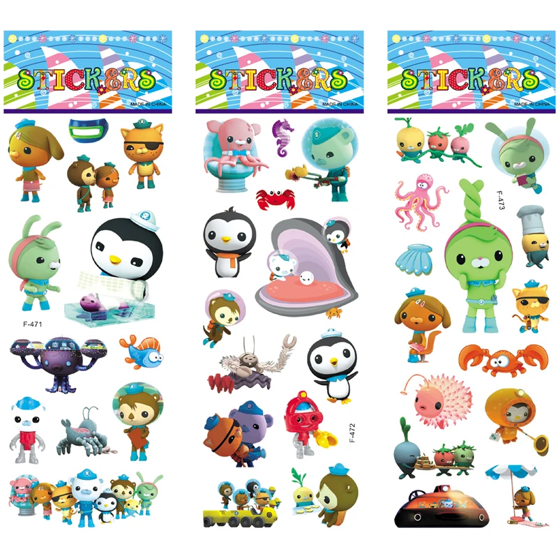 

6 Sheets/set 3D Bubble Stickers For Portable Luggage Skateboard Cartoon Anime Toys Stickers For Octonauts