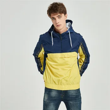 

Autumn Fashion Bomber Jacket Men Casual Patchwork Pullover Jacket Coat men's hooded Jackets Male Outwear Streetwear Euro Size