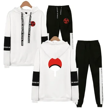 

High Quality Naruto Sweatshirt Set Womens Tracksuit Set Harajuku Hoodies +sweatpants Hip Hop Cotton Drawstring Full Print O-neck