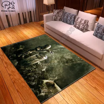 

halloween Skull head pattern Square Anti-Skid Area Floor Mat 3D Rug Non-slip Mat Dining Room Living Room Soft Bedroom Carpet