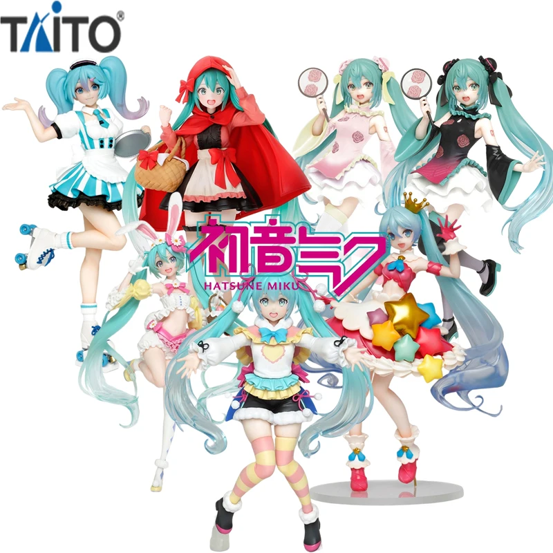 TAITO VOCALOID Hatsune Miku Chinese Dress Costumes Cafe Maid Winter Image Red Riding Hood PVC Action Figure Model Toy For Kids | Игрушки и