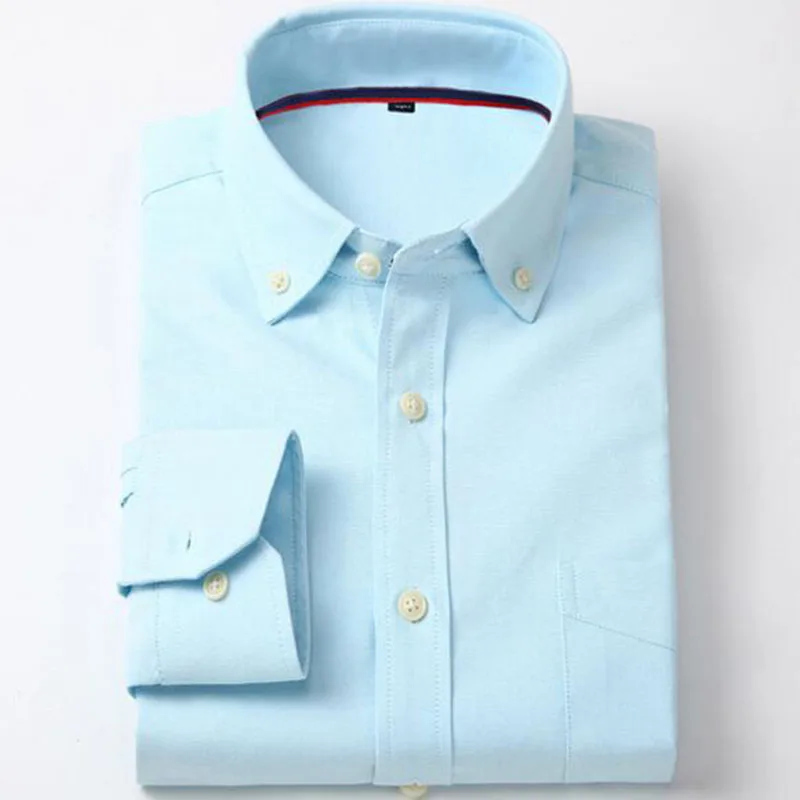 Business Men Long Sleeve Single Breasted Dress Shirts Slim Fit Cotton Breathable Comfortable Work Slim Fit Candy Solid Color