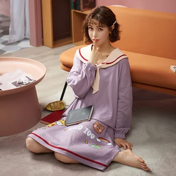 

2020 Summer Small Floral Night Dress Women Nightgown Plus Size 3XL Sleepshirts Short-sleeves Nightie Nightdress Cotton Sleepwear