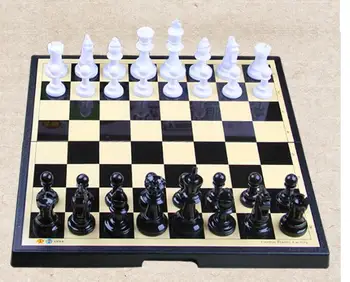 

black white Magnetic chess set for children beginners folding board adult large black and white checkers decoration luck statue