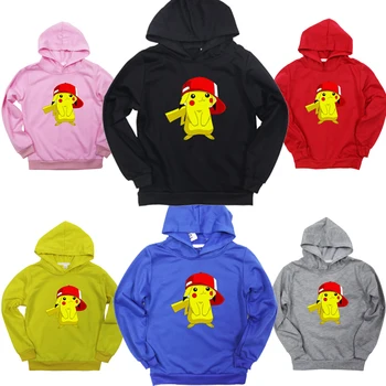 

Pokemon Pikachu Hooded Hoodie Casual Hoodies Sweatshirt Coats Tops Kids Boys Girls Christmas Pullover Hooded Sportswear Tops