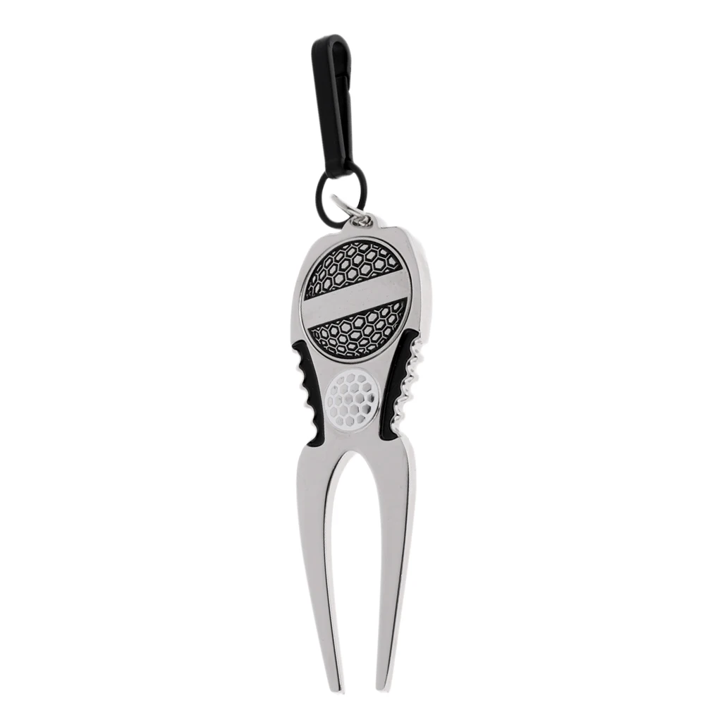 Zinc Alloy Golf Divot Tool Magnetic Ball Marker Pitch Repairer with Clip, Lightweight, Attaches Golf Bags or Carts