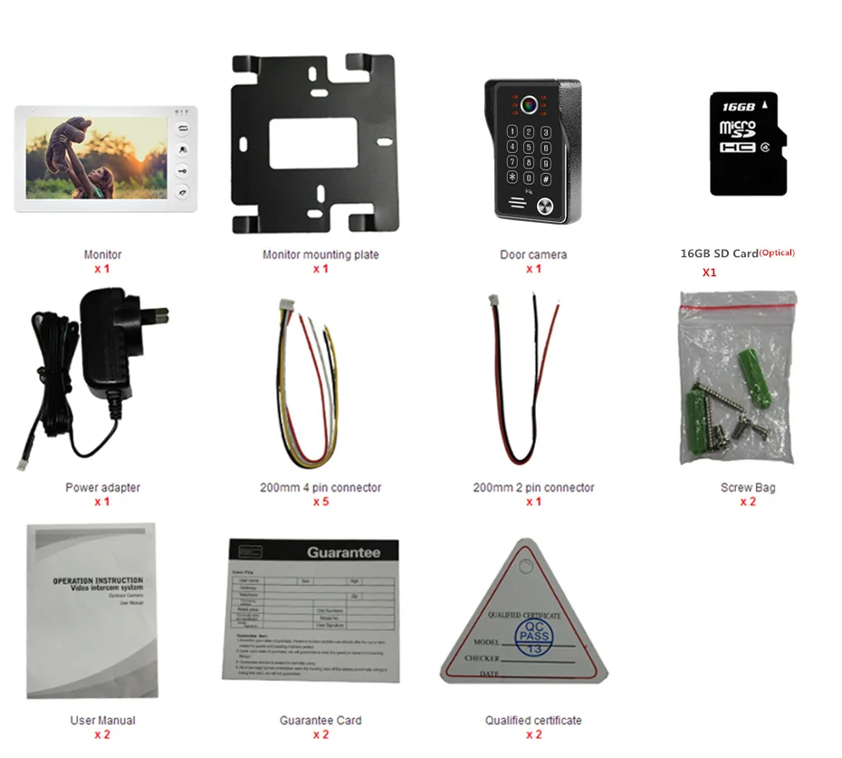 Стрекоза 7 дюймов видеодомофон RFID система контроля доступа двери видеодомофон камера разблокировка пароль IC карта Запись