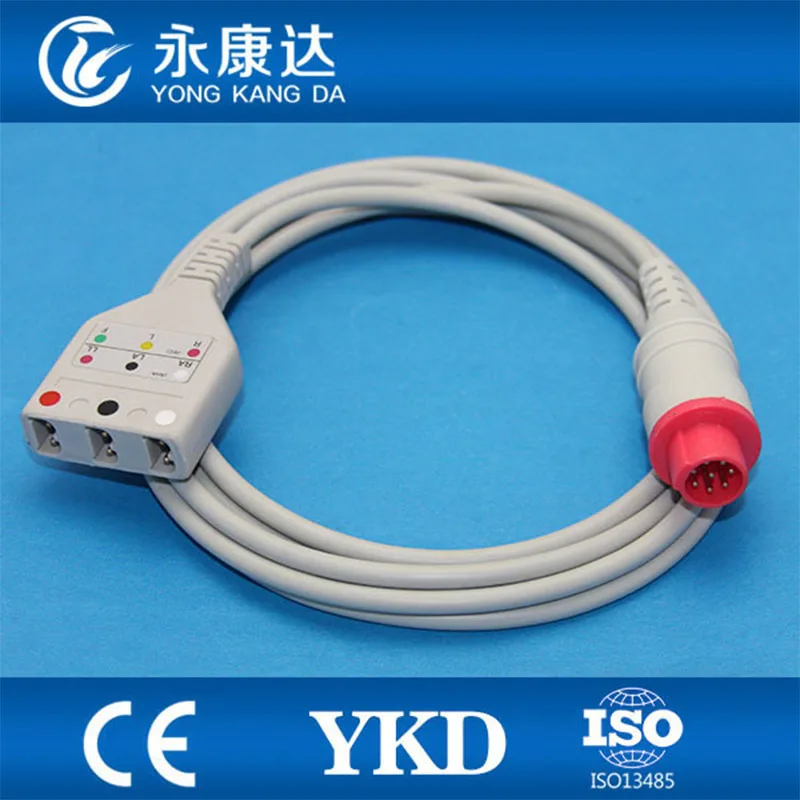 Korea Bionet 6pin ECG patient monitor trunk cable for 3-lead IEC/AHA leadwires with medical TPU | Отзывы и видеообзор -1391649739