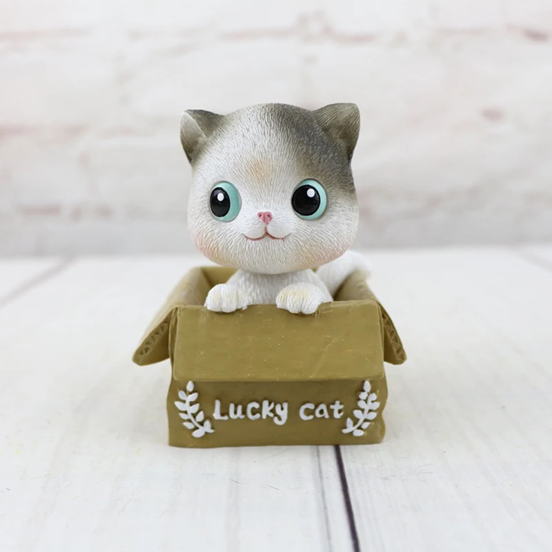 Lucky Cat изделия из смолы для украшения дома милый котенок киска Кэт аксессуары мини-кошка комната автомобиль Настольный орнамент Декор - Цвет: B
