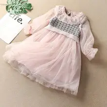 12.23-е красивое платье для девочек Новое поступление, весеннее Сетчатое платье для девочек детская одежда, размер 110 до 150 см