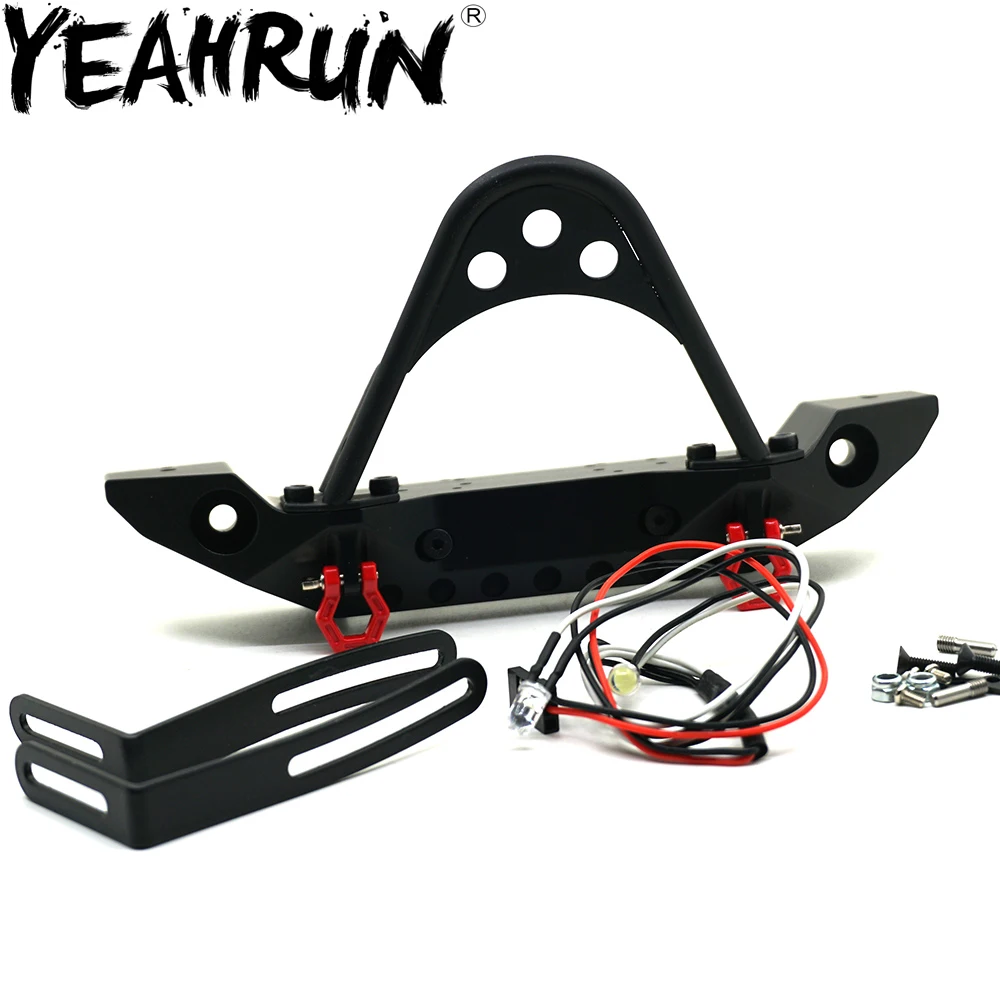 

YEAHRUN Alloy Metal Front Bumper w/ Winch Mount Shackles For 1/10 RC SCX10 Rock Crawler