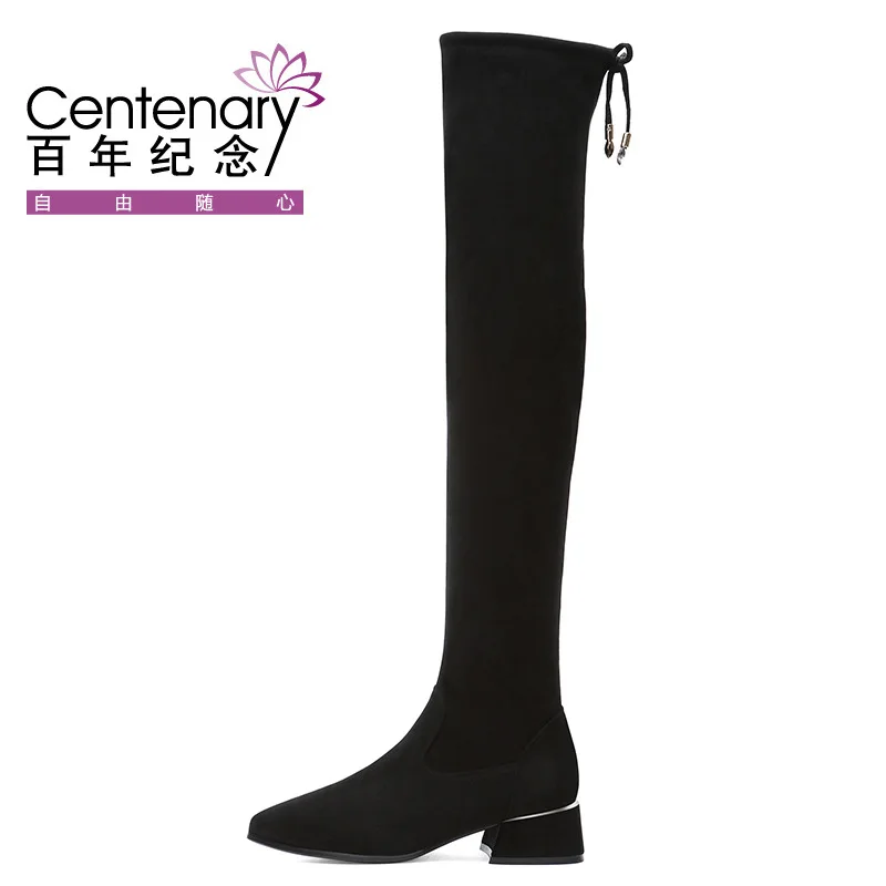 

Centennial 2019 Winter New Style round-Toe Chunky Heel Boots Foot Covering Fashion Boots Waterproof Platform WOMEN'S Shoes 1993