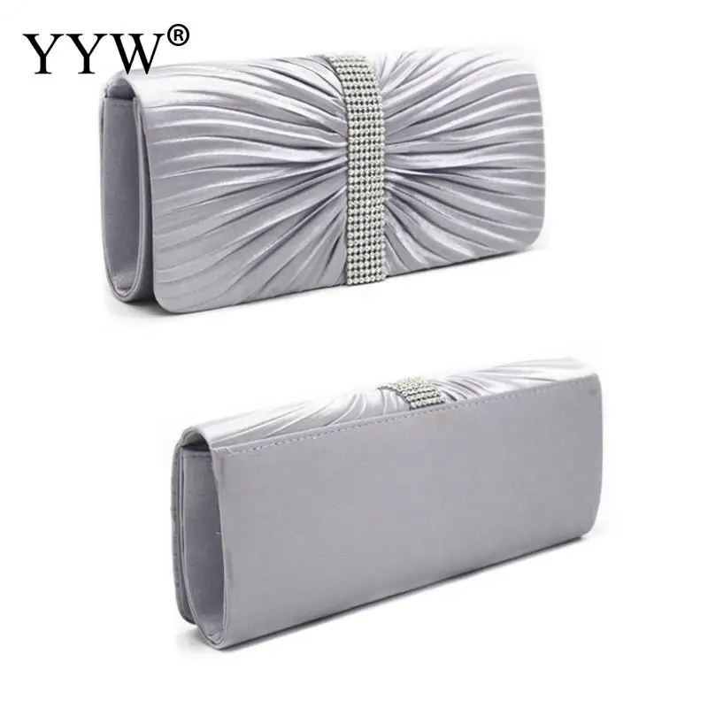 Satin Pleat Evening Party Clutch Bag Fashion Night Clutches Purse Bag With Chain Handbags Luxury Elegant Clutch Sac Main Femme 