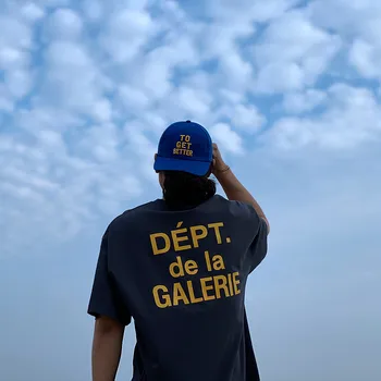 

New Gallery Dept Vintage Gold LOGO T-shirt 1:1 Top Quality Streetwear Gallery Dept T Shirt Men