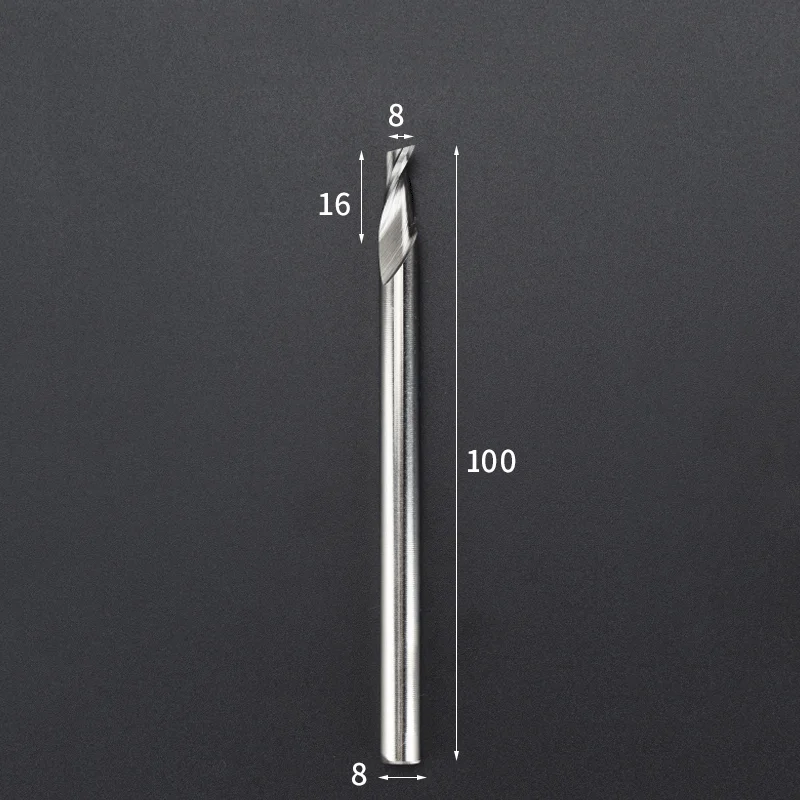 1pc-одиночная Флейта концевая фреза с винтовыми зубьями cnc HSS алюминиевый гравировальный фреза, двери и окна алюминиевого сплава фрезы бит, alucobond - Длина режущей кромки: 8x8x16x100