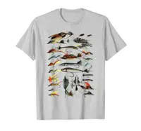 Vintage Fly Fishing Lures print funny gift T-Shirt Men Cotton O-neck Tshirt Hip Hop Tees Streetwear Harajuku