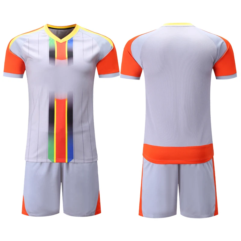 New Men Soccer Jerseys Set Blank Rugby Uniforms Sports Kit Clothing Tracksuit Sportswear Football Shirts Jersey Custom Printing - Цвет: 15024 Gray