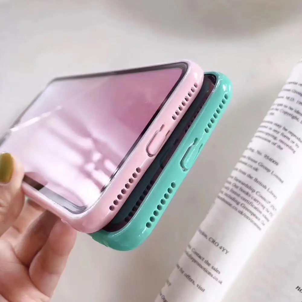 Роскошный прозрачный градиентный телефонный чехол для iPhone 8 7 6 6s Plus X XR XSMax мягкий яркий цветной прозрачный задняя крышка Funda Capa