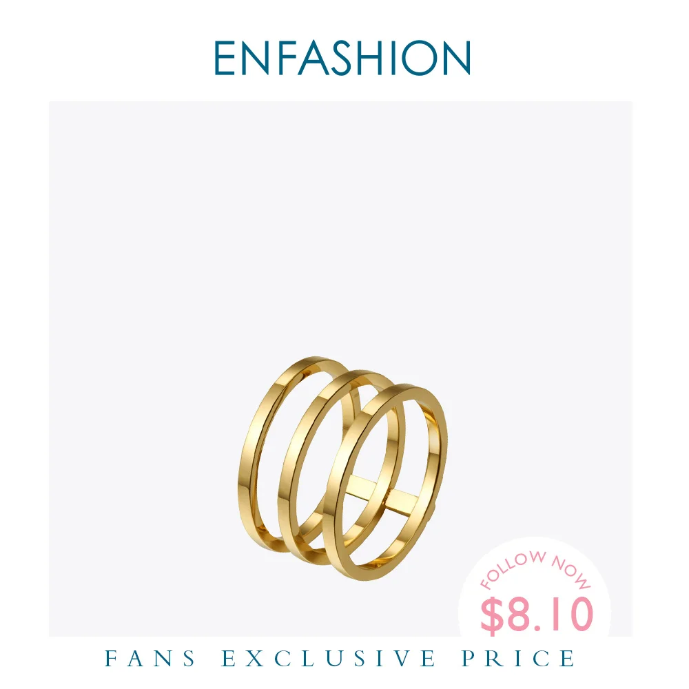 Enfashion 3 ряда многослойные кольца розовое золото цвет миди кольцо из нержавеющей