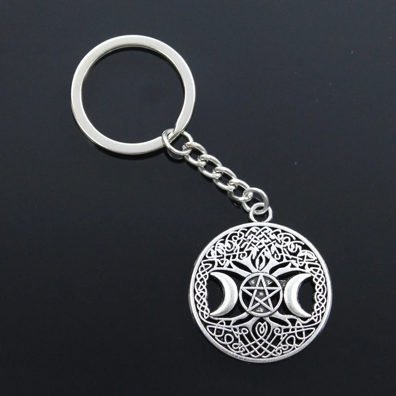 Neue Mode Männer Auto Keychain DIY Metall Halter Kette Baum Des Lebens Nordischen Viking Mond Sterne 39x34mm bronze Silber Farbe Anhänger Geschenk