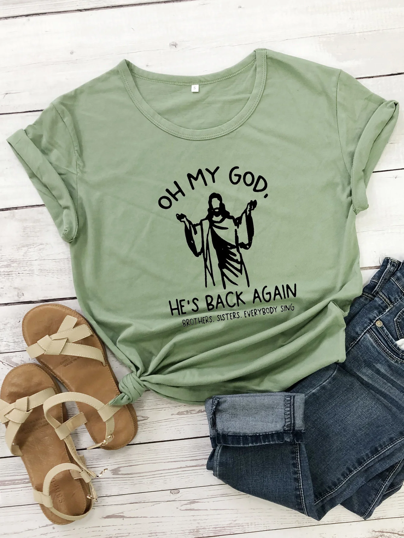 OH,My God T-Shirt Women Fashion Casual Short Sleeve V-Neck Letter Print Tops Blouse 