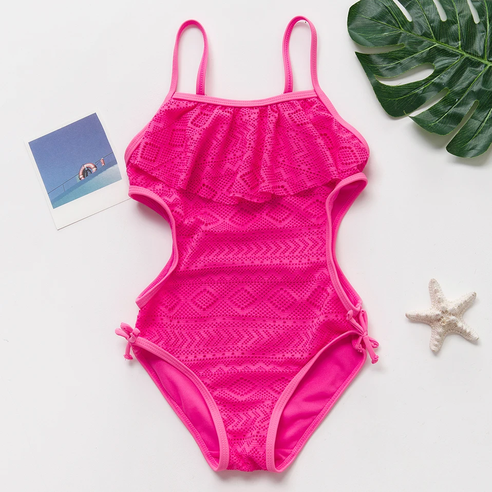 

2019 Girls Swimwear One Piece Ruffle Style Children Swimsuits Girls Swimming Suits 2019 Summer Bathing Suits Beachwear ST187