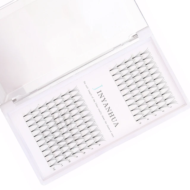 JINYANHUA 2d 3d Soft Natural Mink Eyelashes 3/12row Handmade Premade Volume Fans Eyelash Extension Maquillage Femme False Lashes 4D 12rows