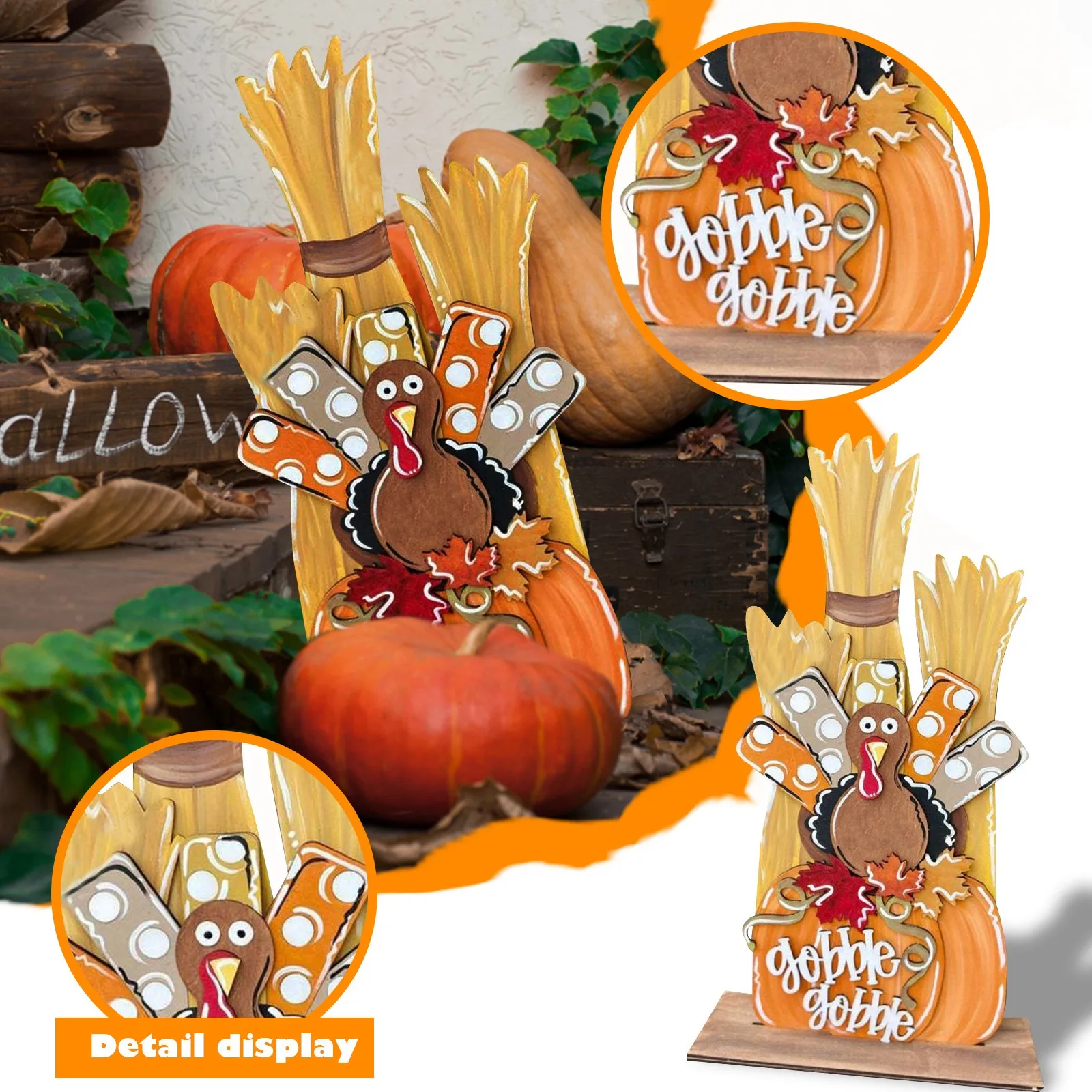Halloween Porch Sign Decor Stacked Pumpkin Candy Corn Boo Wood Decoration | Дом и сад
