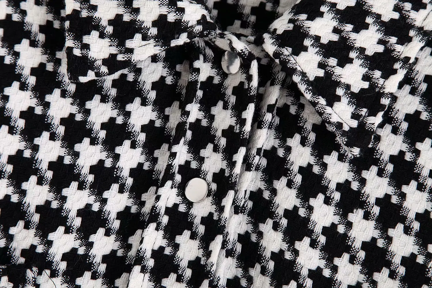 

F5207-Europe And America WOMEN'S Dress 2019 Spring And Autumn New Style Fold-down Collar Tweed Pattern Jacket Women's