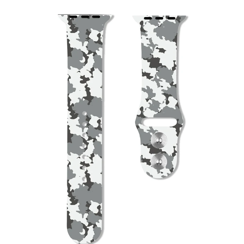 Камуфляжный белый ремешок для I Watch Series 5 Series 4 40 мм 44 мм силиконовый ремешок 38 мм 42 мм для Apple Watch Series 3 1 2 - Цвет ремешка: Camouflage white
