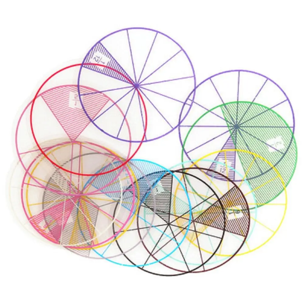 

12pcs Kids Plastic Number Fraction Circles Toys Baby Montessori Educational Materials Math Learning Chips for Children Toddlers