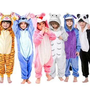 

Children Pajamas Winter Sleepwear Boys Onesies Girls Pajama Set Cute Kigurumi Stitch Unicorn Skeleton Animal Kids Pyjama Pijama