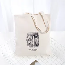 Новая креативная переносная Холщовая Сумка для камеры Горячая Женская хлопковая переносная Холщовая Сумка натурального цвета для покупок