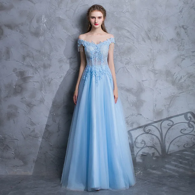 Черный Простая бисерная шнуровка с открытыми плечами Vestidos De Festa, длинные платья трапециевидной формы с открытой спиной, вечерние платья - Цвет: Черный