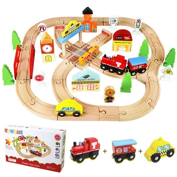 cars wooden track set