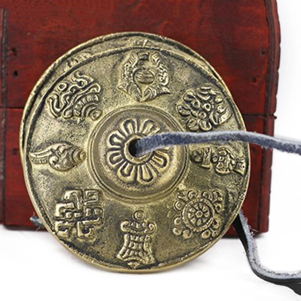 1 Pair Yoga Cymbals Brass Cymbal Bell Chimes Tibetan Buddhist Style Tingsha Meditation Yoga Accessory Instrument Cymbals