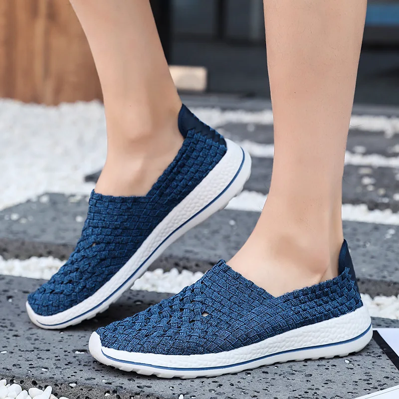 

Couples Summer Elastic Band Hand-woven Shoe Cover Foot Lightweight Soft-Sole Casual Flat Maternity Shoes Mom Shoes Fashion
