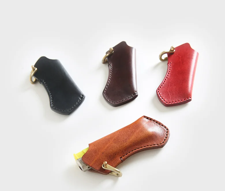 

Handmade Cow Leather Windproof Cigarette Lighter Bag Small Box Case For one-time Lighter Super Match Cover Men Box Holder