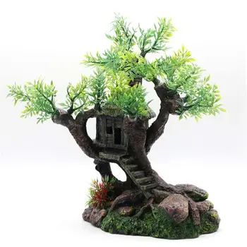 

Simulation Aquatic Tree House Aquarium Landscape View Stone Ornament Rock Hiding