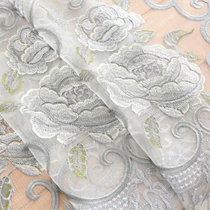 Роскошные серые шторы с пионами, вышивка для окна спальни, прозрачная ткань, тюль, занавески для гостиной, драпировка T& 147#30 - Цвет: Floral Tulle