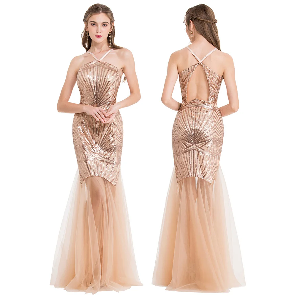 Angel-Fashion, женские вечерние платья, длинные, формальные, v-образный вырез, прозрачные, специальные, вечерние платья, Cyan 442 420 - Цвет: 420 light orange