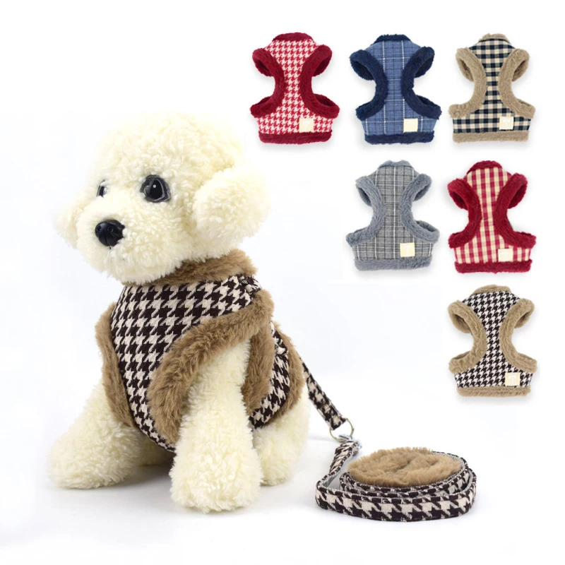 

Dog Harness for Chihuahua Pug Small Medium Dogs Winter Warm Breathable Puppy Pet Cat Harnesses Vest Walking Lead Leash