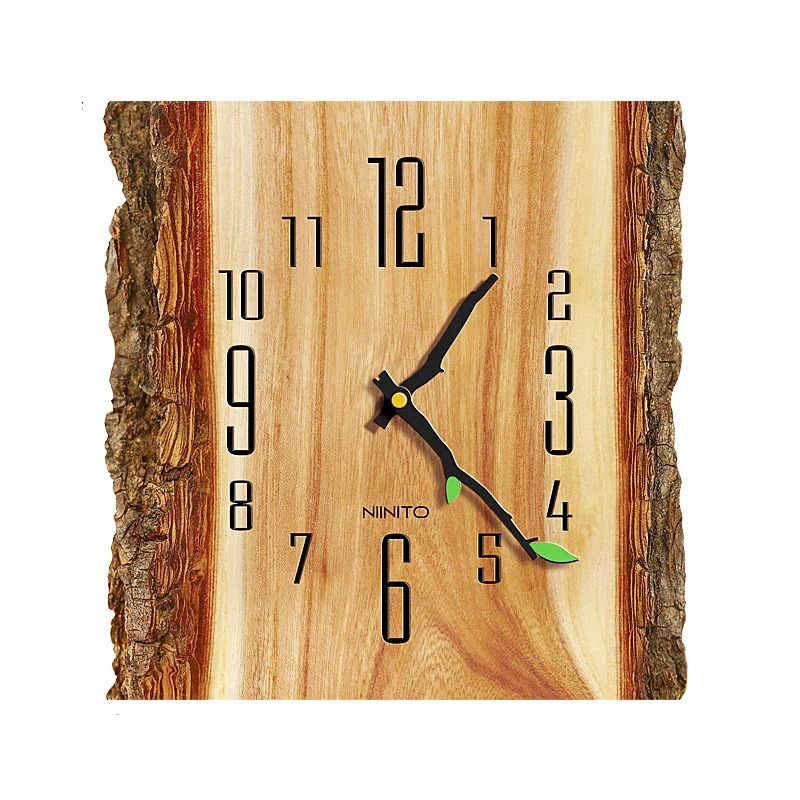 Wall Clock Simple Modern Design Wooden Clocks For Bedroom Wood Wall Watch Home Decor Silent image 4