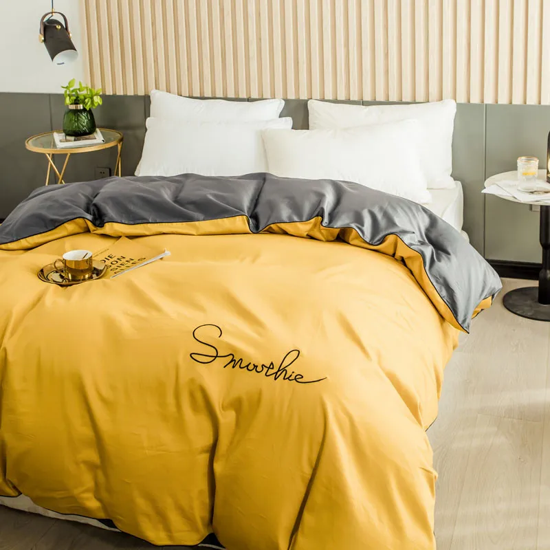 

100% Cotton 60 1PC Embroidery Duvet Cover 200X230 220x240 Quilt Cover Tribute Silk Nordic No Bed Sheet Pillowcases Bedclothes