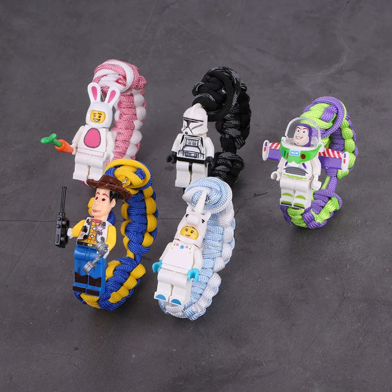 

Anime Toy Story 4 Marvel Buzz Lightyear Bracelet Building Blocks Figure Toys Story 4 Woody Spiderman Bracelet Kid Gift Toys