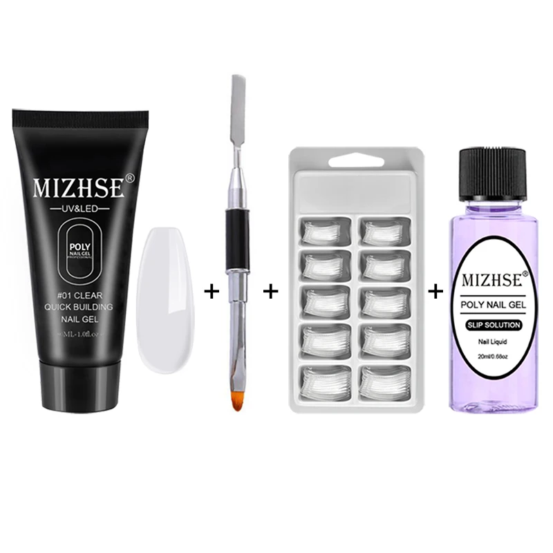 MS-Set02-P01 MIZHSE 5 шт./комплект, полигель, набор, кристалл, УФ-гель для наращивания ногтей, светодиодная УФ-гель для ногтей, акриловая комбинация, решения, плюс дробилка - Цвет: MS-Set02-P01